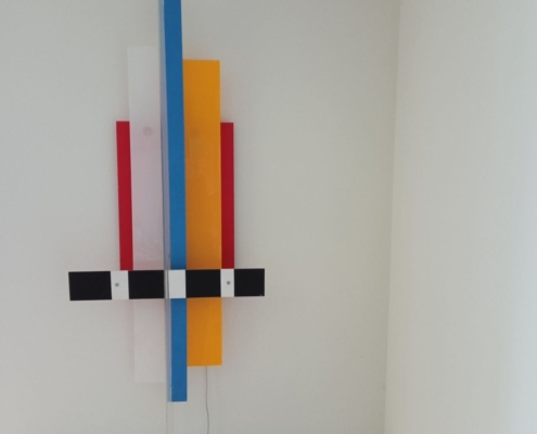 LED-Lichtplastik Motiv "Manhattan" aus Acrylglas und Holz 1200×450×20mm